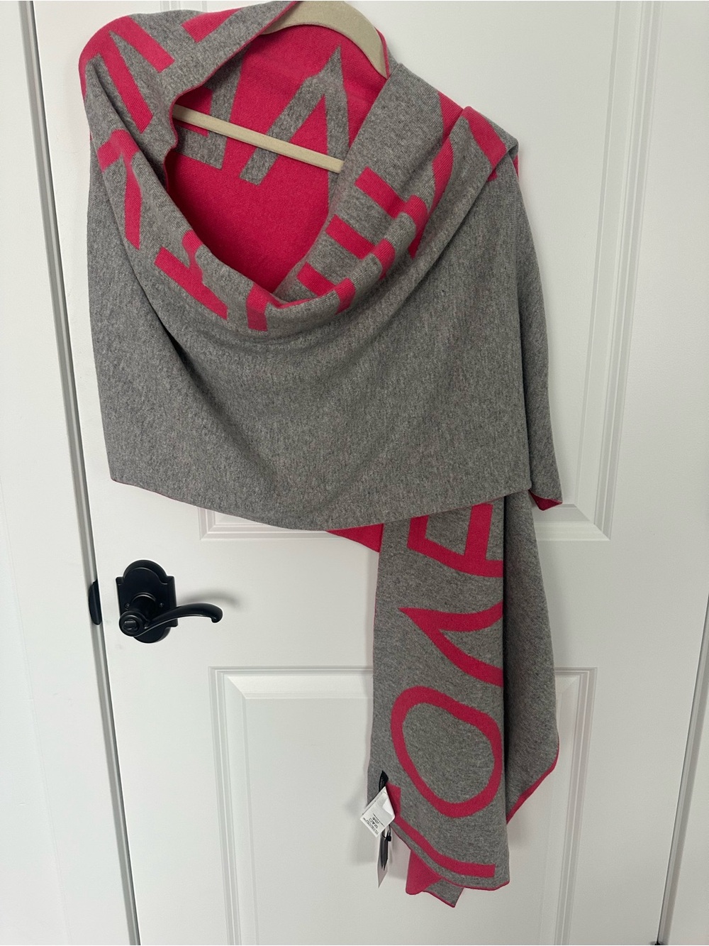 Banana Republic Gray and Pink Reversible Knit Wrap